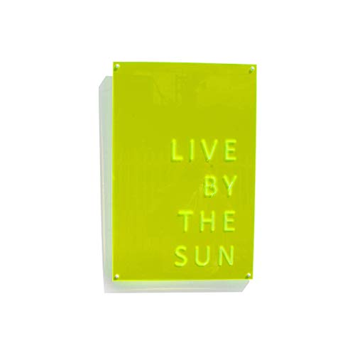 New Arrivals 4ArtWorks - Live by The Sun Neon Wall Art - Inspirational Sign for Your Bedroom, Living Room, Bathroom, Office or Dorm - Hand Assembled & Made in The USA (16" W x 24" T, Neon Green)