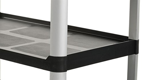 Displays2go Heavy Duty Bus Cart with Open Shelving, Easy-Grip Side Handles and Swivel Wheels, Black