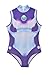 Demasko Women’s Purple Printed Bodysuit Costume Stretchy 3D Jumpsuit for Halloween Cosplay Uniform Outfit (M)