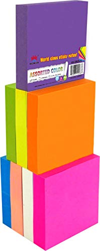 4A Sticky Notes,2 x 2 Inches,Small Size,Neon Assorted,8 Colors,Self-Stick Notes,100 Sheets/Pad,8 Pads/Pack,4A 2028-N