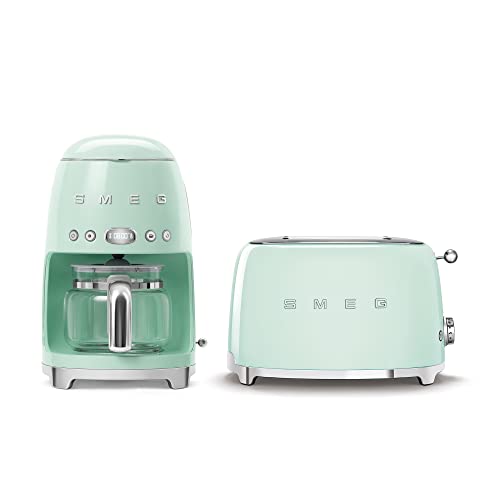 Smeg Retro Drip Coffee Machine and 2-Slice Toaster Bundle (Pastel...