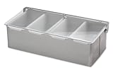 Soro Essentials - Dispenser per condimenti in acciaio inox a 4 scomparti con fondo aperto senza vassoio per il ghiaccio - Porta condimenti per condimenti, organizer per bar, ristoranti e accessori