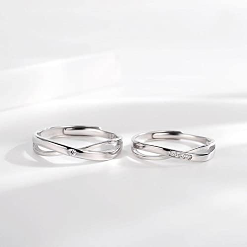 Bague ouverte argent S925 ajustable couple cadeau amoureux