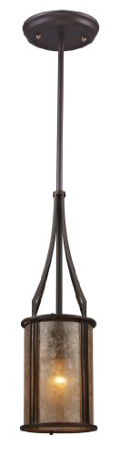 Elk 15033/1 Barringer 1 Mini Tan Mica Shade Pendant Light, One Size, Aged Bronze