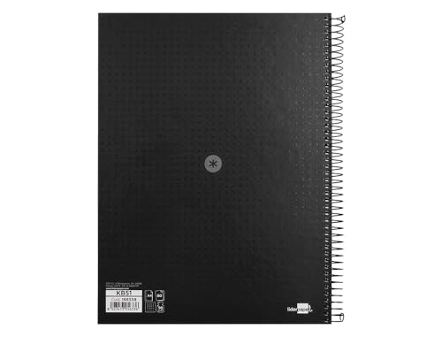 Liderpapel Spiral Notebook A4 Micro ANTARTIK Cover Lined 80H 90 g Striped Dots 1 Band 4 Holes Black, Black/White - Image 4
