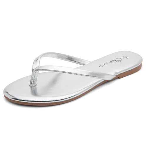 Image of Shoe Land Thong Flip Flops for Women, Memory Foam Flat Sandals, Lightweight Summer Slides, Non Slip Comfort Sandals for Beach, Travel and Everyday Wear