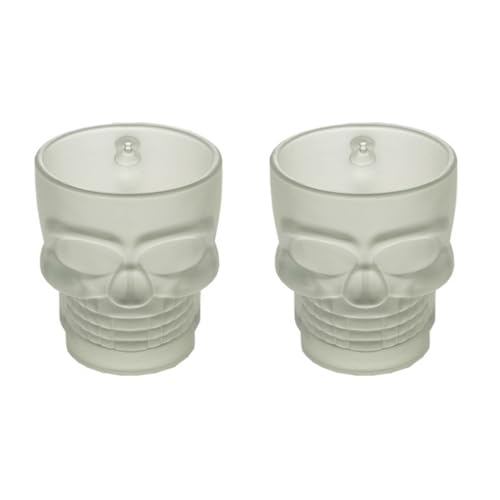 KIT 2 CANECAS DE VIDRO FOSCO CAVEIRA ROCK STYLE CHOPP CERVEJA 510ML