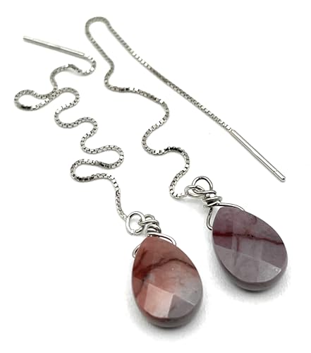 Boucles d'oreilles mookaite en argent 925, bijoux de créateur faits main - 3