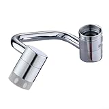 Rehoetom Prolunga per rubinetto a braccio meccanico, per lavelli da bagno, regolabile in altezza, ugello antispruzzo e design rotante, in acciaio inox (cambio doppio)