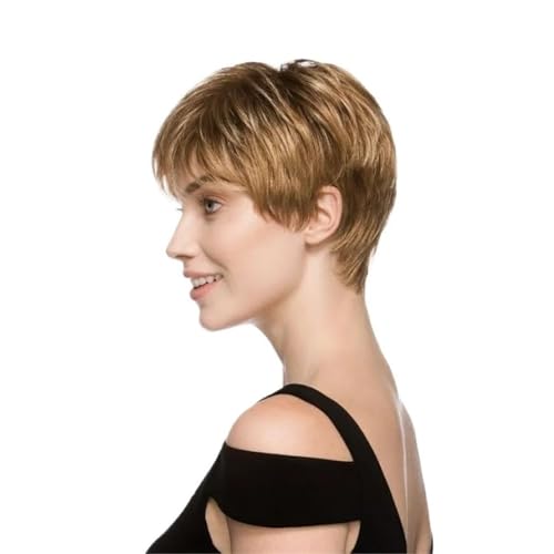 Perruque synthétique courte et bouclée for femmes couleur dorée pour changer de style