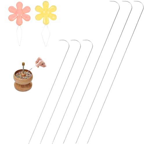 8Pcs Bead Spinner Needles Stainless Big Eye Beading Needles Curved Beading Tool with 2pcs Threaders for DIY Bead Jewelry Making Bracelet Necklace Crafts Supplies Accessories