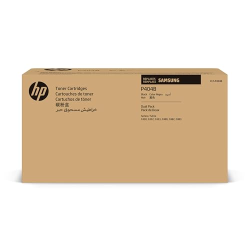 Samsung CLT P404B, SU364A, Negro, Cartuchos Tóner Originales, Pack de 2, de 3.000 páginas, compatible con impresoras Samsung LaserJet Xpress Color Serie C430, C432, C433, C480, C482 y C483