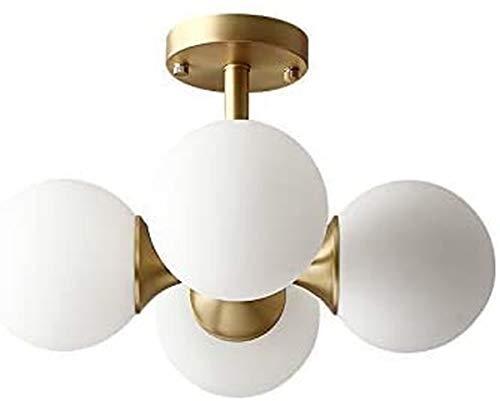 Plafonnier boule verre et laiton doré 40cm pour salon design
