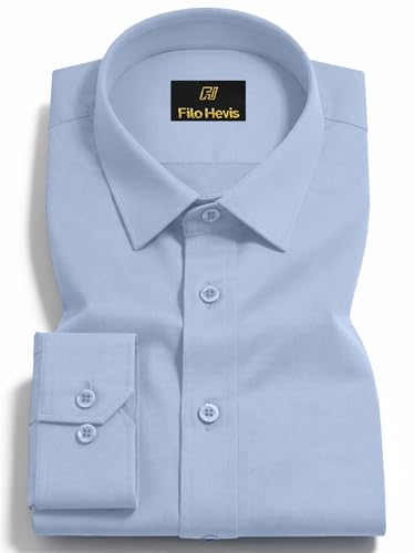 Image of FILO HEVIS Men's Shirt Regular Fit Solid Self-Cord Cotton Blended, Soft Fabric Stylish Formal Wear Man Shirt, Spread Collar Full Sleeves,(Available in Plus Size)