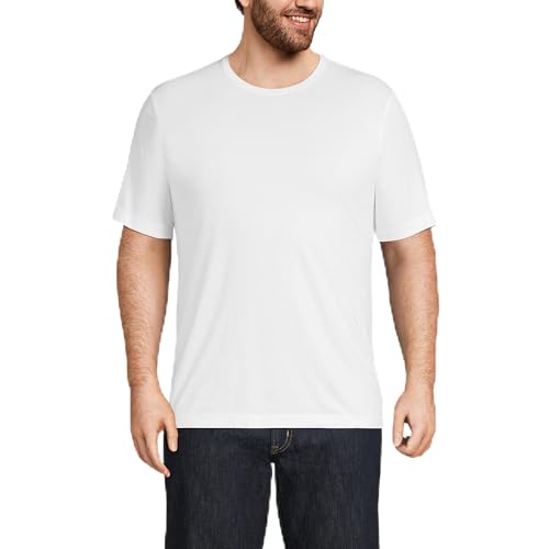 Lands' End Mens Short Sleeve Supima Tee White Regular Large