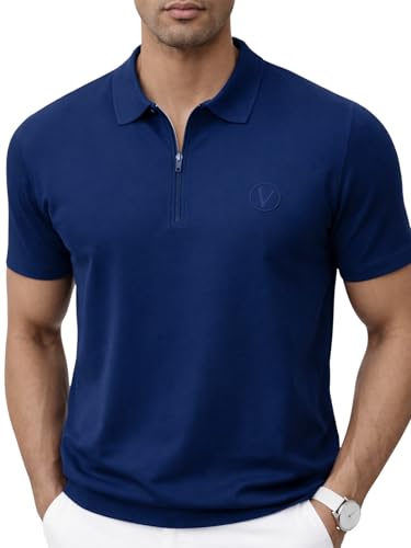Image of Veirdo Men's Regular Fit Interlock Polo T-Shirt, Cotton Fabric, Half Sleeves,Stylish Collared Neck, Perfect for Casual and Office Wear, Soft, Comfortable (S-2XL)