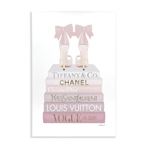 Image of Chic Shoes Glam Bookstack, 13 x 19 Inch Mounted Print on Wall Plaque | Stupell Industries . By Amanda Greenwood . Ready to hang . Great for fashion decor . Made in USA