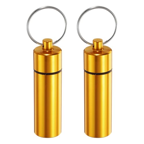 QUARKZMAN 2pz Metallo Stuzzicadenti Porta Riutilizzabile Stuzzicadenti Custodia Impermeabile Stuzzicadenti Contenitore con Portachiavi per Esterno Picnic Campeggio Viaggio Oro