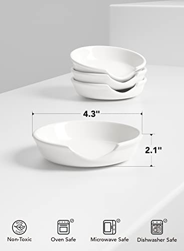 Le Tauci Ceramic Spoon Rest For Stove Top, Spoon Holder For Kitchen Counter, Kitchen Gadgets, Coffee Spoon, Spoon Cradle, Kitchen Accessories For Utensils, Set Of 4, White #TOP5