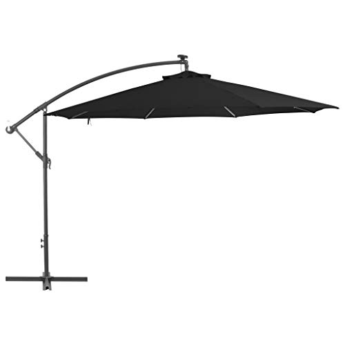 Catherinol Sombrilla voladiza con poste, Parasol Terraza, Sombrilla Terraza Exterior, Sombrilla Jardin, Parasol Jardin, Sombrilla Playa, Parasol Excentrico, de aluminio negro 350 cm