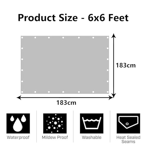 Image of Heart Home Tirpal (6x6 Feet) Waterproof Tarpaulin Sheet | Tharpai | Thadika | Lightweight Premium Tirpal | 120 GSM Tadpatri | Eco-Friendly Tent Tirpal | Blue