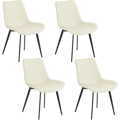 Juego de 4 sillas de Comedor de Piel sintética con Respaldo nórdico, Patas de Metal Resistentes, tapizadas.