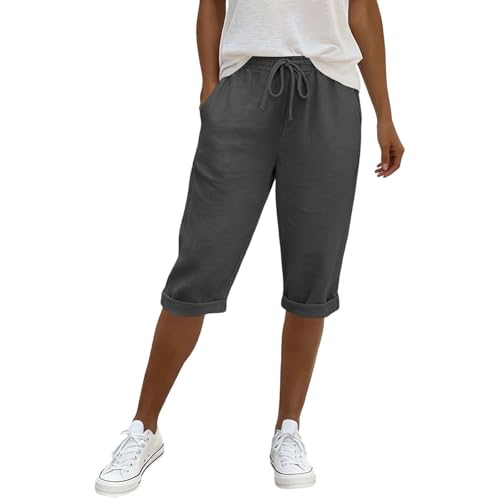 Pantalon été stretch imprimé avec taille élastique et poches de plage