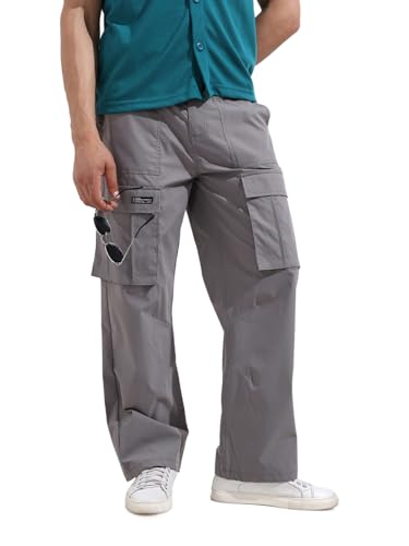 Image of The Indian Garage Co Men Relaxed Fit Textured Mid-Rise Cargos