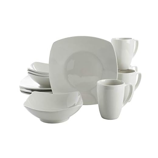 Gibson Home Zen Buffet Dinnerware Set, Service for 4 (12pcs), White (Square)