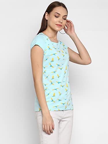 Image of Modeve Women Printed Cotton Blend Half Sleeve Round Neck T-Shirt for Summer