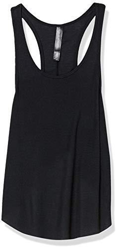 Amazon Brand - Core 10 Women's Ultra-Lightweight Semi-Sheer Ribbed Knit High-Low Racerback Yoga Tank, Black, Small
