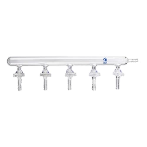 Single Bank Glass Manifold Vacuum Gas Distributor with Glass Stopcocks Plug (5 Glass Stopcocks)