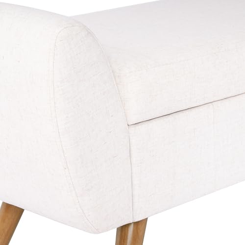 Image of HomePop 60 inch Modern Storage Bench with Wood Legs - Cream Woven