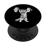 Vintage Retro Weight Lifting Gym Raccoon Deadlift Funny PopSockets Adhesive PopGrip