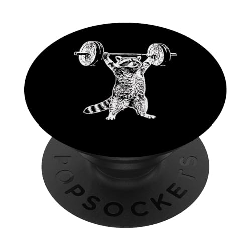 Vintage Retro Weight Lifting Gym Raccoon Deadlift Funny PopSockets Adhesive PopGrip