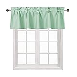 DWCN Bean Green Valance for Kitchen Window Solid Rod Pocket Blackout Valance Curtains 52x14 inch Long, 1 Panel