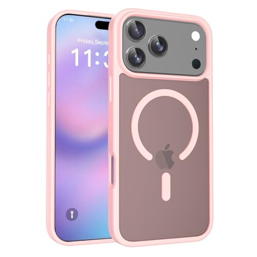 いphone13 Mini カメラ保護 MagSafe対応 落下保護 つや消しの半透明背面 おしゃれ 衝撃吸収 指紋つかない 放熱 耐衝撃 アイフェイス13 Miniケース 黄ばみなし 丈夫 滑り止め ワイヤレス充電(ピンク)