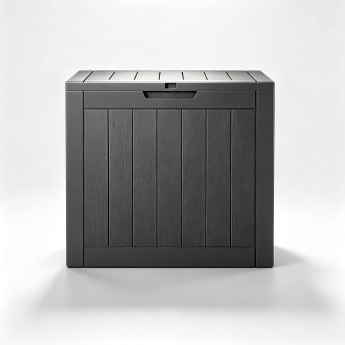 Image of NUNU LAB 32 Gal Outdoor Storage Box Waterproof Lockable,Deck Box,Black | Waterproof Outdoor Storage Box, Lockable Lid Deck Box for Package Delivery, Backyard Bin for Garden Tools, Patio Cushion