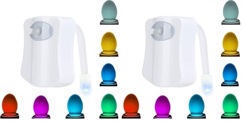 Temps de solde lumière LED pour WC 8 couleurs éclairage RGB salle de bain avec capteur crépusculaire (Lot de 2)