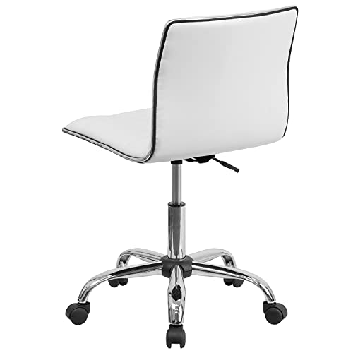 Flash Furniture Alan Low Back Designer Armless White Ribbed Swivel Task Office Chair #TOP6