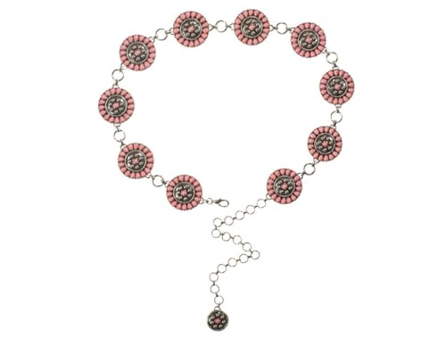 Nocona Women's Belt with Pink Stone and Floral Concho, Light Pink, Medium