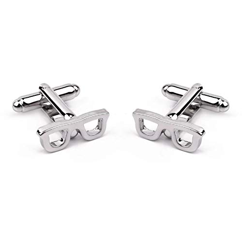 YAMAO Boutons De Manchette Chemise,Lunettes Design Bouton de Manchette Lunettes Cadres Chemises Boutons de Manchette Casual Mens Cuff Button Noël Cuff Link Lunettes Cadre