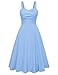 Damen Vintage Sommerkleid Midi Spaghetti Partykleid A-Linie Blumenkleid Freizeitkleid mit Schlitz Blau L Damen Sommer günstig Kaufen-Damen Vintage Sommerkleid Midi Spaghetti Partykleid A-Linie Blumenkleid Freizeitkleid mit Schlitz Blau L