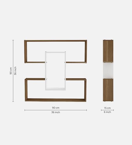 Image of MIZZ Multipurpose Modular Wall Racks /Shelves /Organiser /Decor Particle Board Wall Shelf (Number of Shelves - 6, Beige, White)