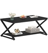Mudmasa Salontafel, klein, 100 x 60 x 45 cm, met opbergruimte in zwart, bijzettafel