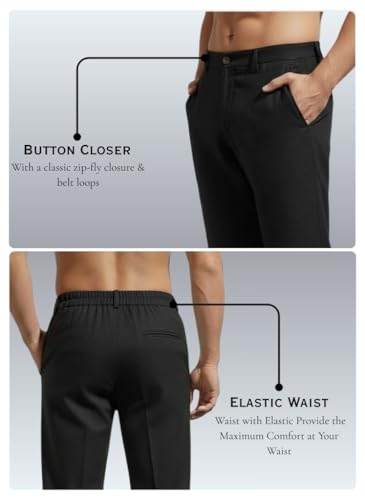 Image of Linen Pants for man | Lower for man | Chinos for Casual Wear |Straight fit Trouser for Men | Elastic Waist Brethable Summer Pants for Regular, Office Wear