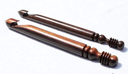 Hamd Craft AR-CRHK902 Wooden Crochet Hooks Set With Leather Bag - Set Of 15 Size 3.5Mm To 25Mm, Rosewood Crochet Hooks Knitting Needle thumb #8