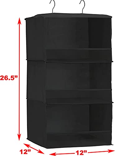 Simple Houseware 3 Shelves Hanging Closet Organizer With Front Stopper, Black #TOP2
