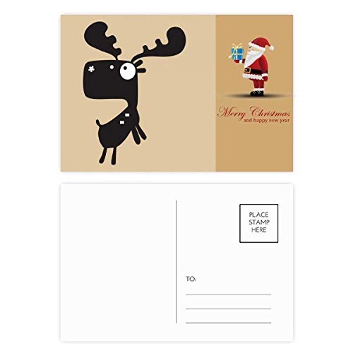 Cartes postales cerf et père Noël lot de 20 pour vos voeux