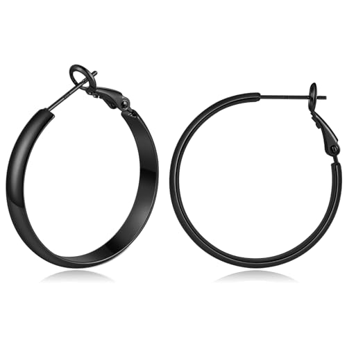 Image of Gacimy Gold Hoop Earrings for Women with 925 Sterling Silver Post | Hypoallergenic Lightweight Thick Hoops Earrings for Women Trendy Jewelry Gift